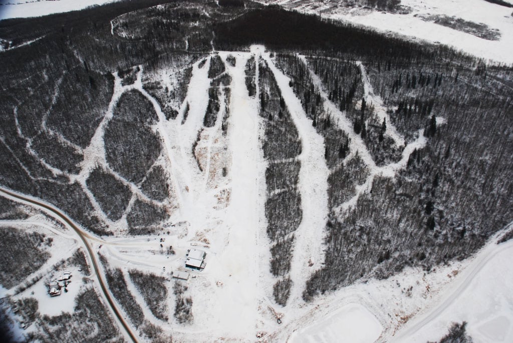 Winter recreation at Bear Mountain Ski Hill in Dawson Creek, British Columbia.