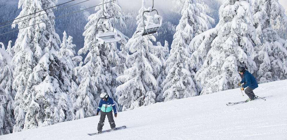 Winter recreation at Grouse Mountain Resort in North Vancouver, British Columbia.