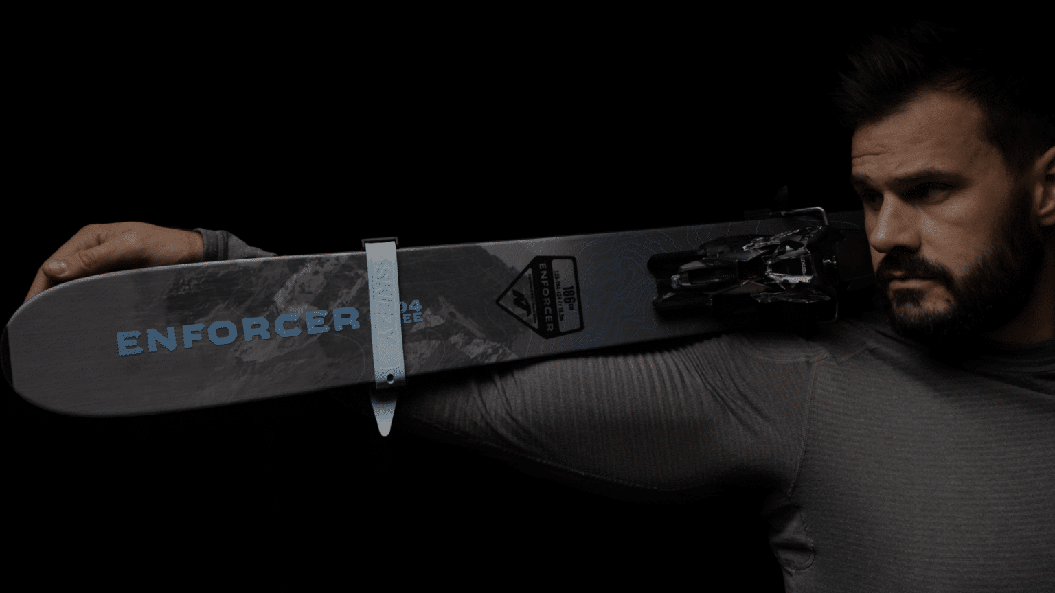 Skiezy lifestyle promo image highlighting rubber ski straps in action