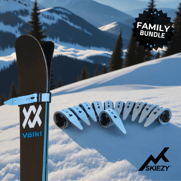 12-pack family bundle of Skiezy Performance Ski Straps for larger ski trips
